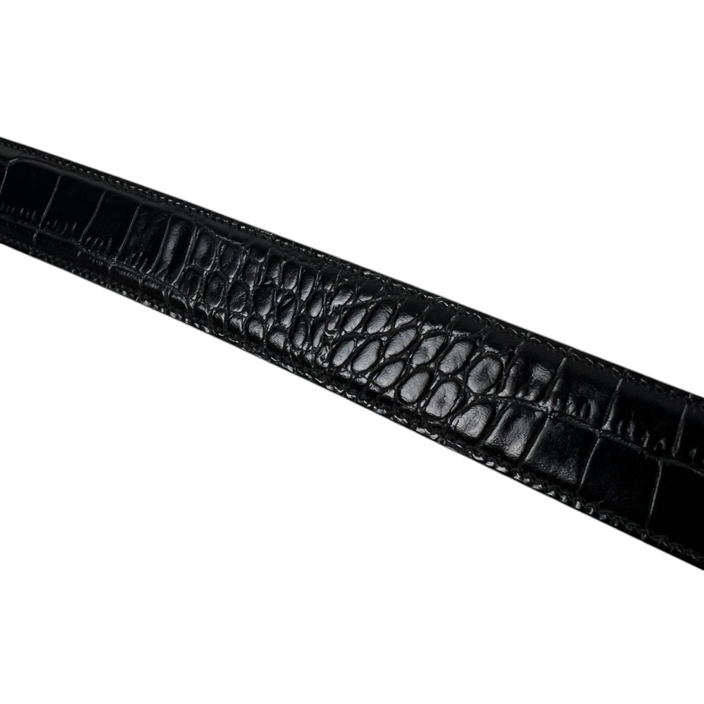 Trafalgar Mens 36 Black Embossed Italian Calfskin Leather Belt Made In USA Croc - Picture 10 of 16